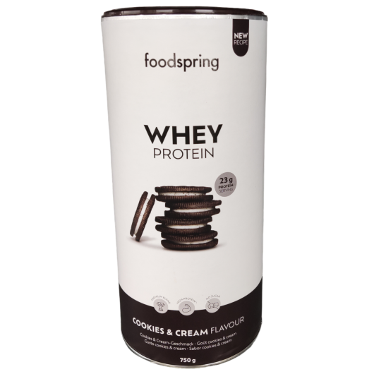 Whey Protein - Gusto Biscotti e crema - Foodspring - Confezione da 750 grammi - Proteine in polvere per lo sviluppo muscolare