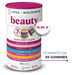Upsa X Nourished Beauty- 30 Caramelle gommose - Integratore con coenzima Q10 e resveratrolo per il supporto di pelle unghie e capelli