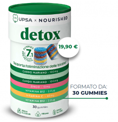 Upsa X Nourished Detox- 30 Caramelle gommose - Integratore con cardo mariano e zinco per la disintossicazione del corpo