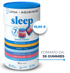Upsa X Nourished Sonno - 30 Caramelle gommose - Integratore con vitamine  ferro e zenzero per favorire il sonno