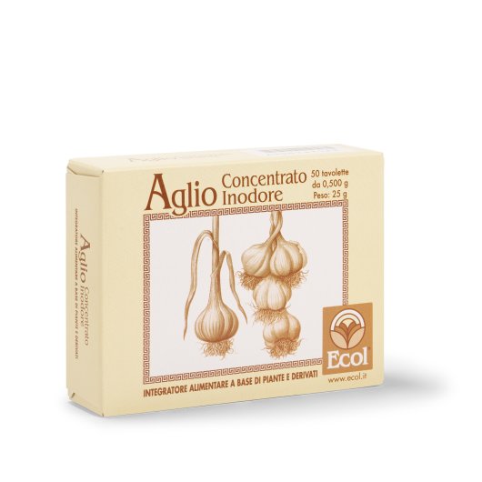 Aglio Concentrato Inodore - ECOL - 50 tavolette - Integratore alimentare naturale a base di Aglio per il benessere del cuore 
