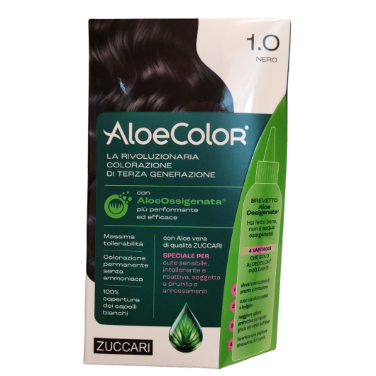 AloeColor 1.0 - NERO - Zuccari - 140 ml - Tinta per capelli a base di AloeOssigenata