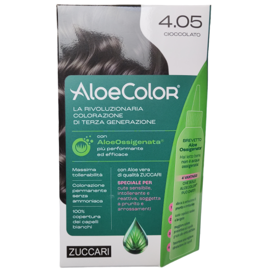 AloeColor 4.05 - Cioccolato - Zuccari - 140 ml - Tinta per capelli a base di AloeOssigenata