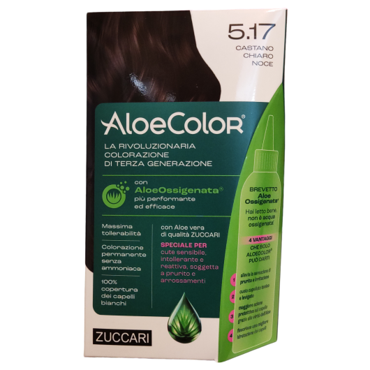 AloeColor 5.17 - Castano Chiaro Noce - Zuccari - 140 ml - Tinta per capelli a base di AloeOssigenata