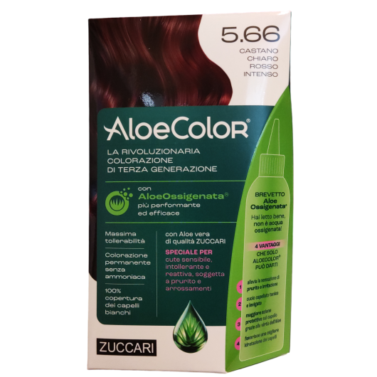 AloeColor 5.66 - Castano Chiaro Intenso - Zuccari - 140 ml - Tinta per capelli a base di AloeOssigenata