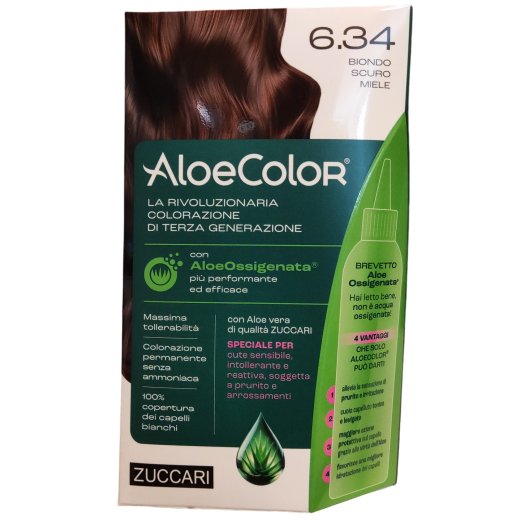 AloeColor 6.34 - Biondo Scuro Miele - Zuccari - 140 ml - Tinta per capelli a base di AloeOssigenata