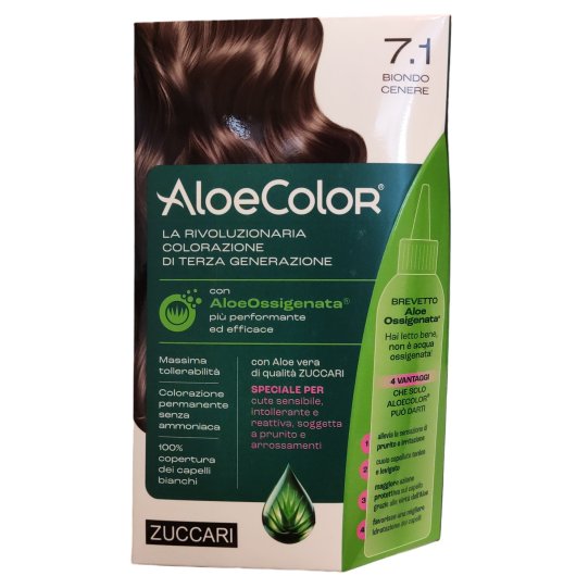 AloeColor 7.1 - Biondo Cenere - Zuccari - 140 ml - Tinta per capelli a base di AloeOssigenata