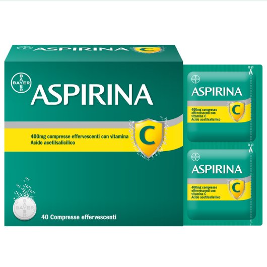 Aspirina C - Bayer - 40 compresse effervescenti - Medicinale ad azione antidolorifica, antinfiammatoria e antipiretica, con Vitamina C