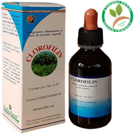 Clorofilin - Herboplanet - Flacone da 100 ml - Integratore alimentare a base di alga clorella 