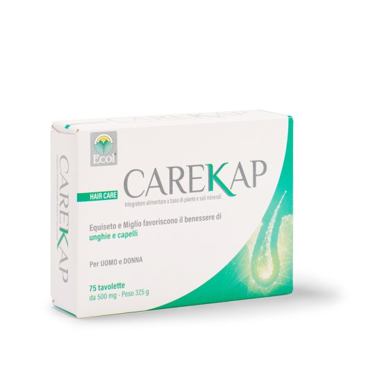 Carekap - ECOL - 75 tavolette - Integratore alimentare naturale che aiuta a contrastare la caduta dei capelli e li rinforza