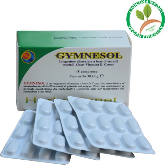 Gymnesol - Herboplanet - 48 compresse - Integratore alimentare utile nel metabolismo dei carboidrati