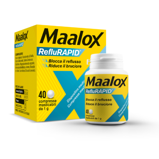 Maalox RefluRapid - Opella - 40 compresse - Dispositivo medico per il trattamento sintomatico del reflusso gastroesofageo