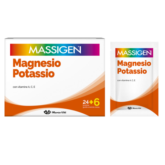 Massigen Magnesio E Potassio 24+6 Bustine - Integratore di sali minerali