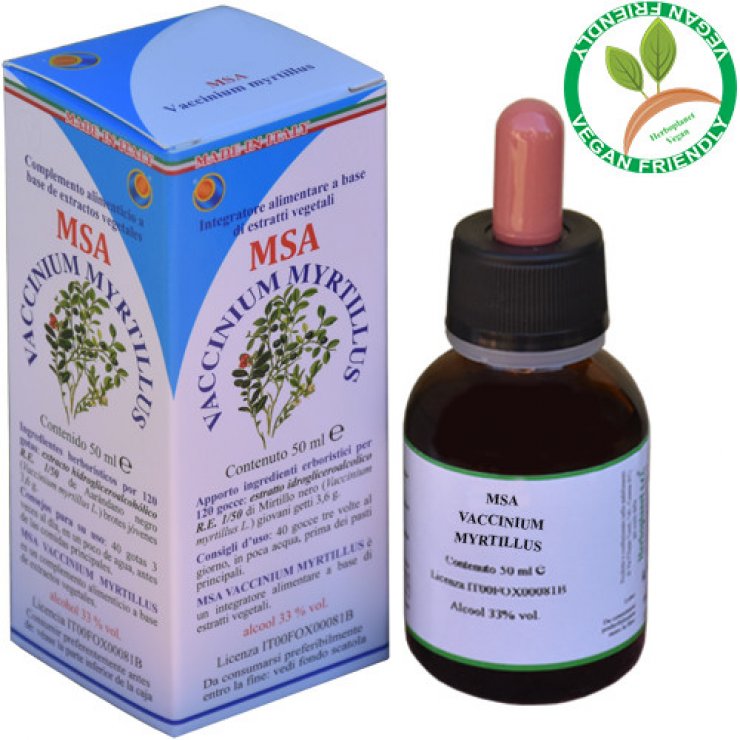 MSA VACCINIUM MYRTILLUS (Mirtillo nero) - Herboplanet - Flacone da 50 ml - Integratore alimentare che favorisce la pazienza