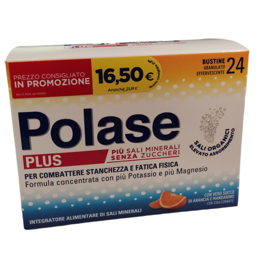 Polase Plus - 24 bustine gusto arancia - ed 2023 - Integratore di sali minerali