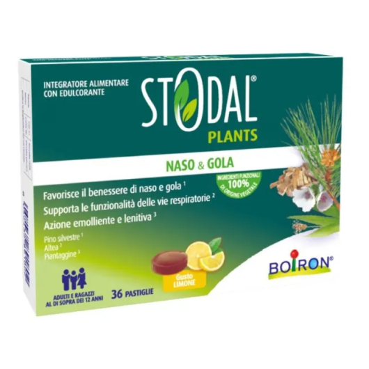 Boiron Stodal Plants Pastiglie Gola Limone 36 Pastiglie – Integratore Balsamico per Naso e Gola Vegano, Senza Glutine e Mentolo