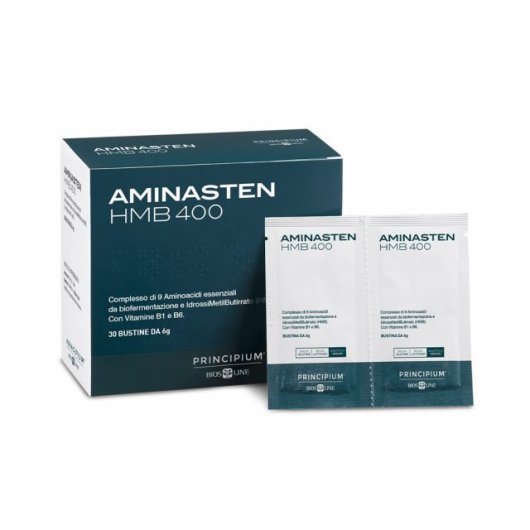 Principium Aminasten HMB 400 - Bios Line - 30 bustine - Integratore alimentare di Aminoacidi essenziali 