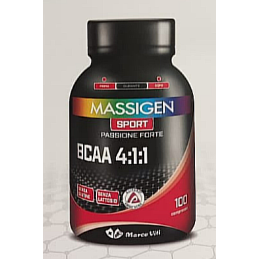 BCAA 4:1:1 - Massigen Sport - 100 compresse - Supplement di amminoacidi ramificati, con Vitamina B6