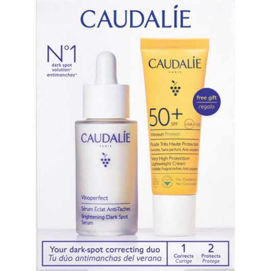 Caudalie Vinoperfect & Solare Cofanetto Estate 2026 – Kit Anti-Macchie: Siero Illuminante 30ml + Fluido Altissima Protezione SPF50+ 20ml