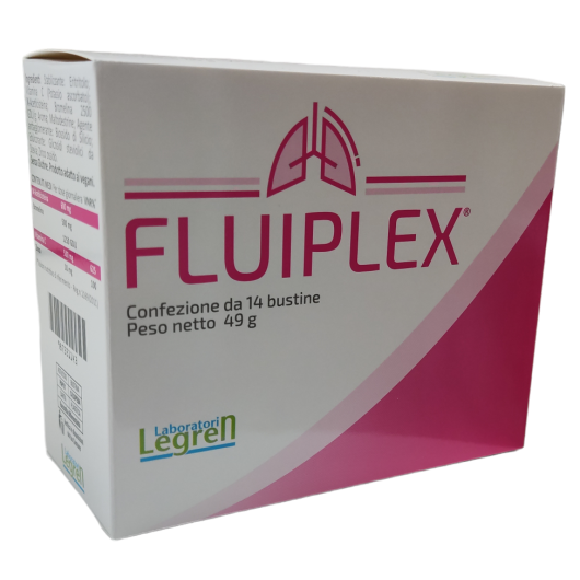 Fluiplex  - Laboratori Legren - 14 Bustine -  Integratore Mucolitico Tosse Secca e Grassa 