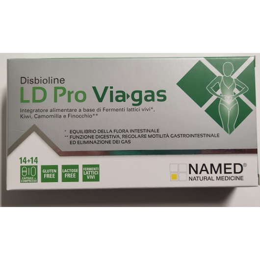 LD Pro Viagas - Named - 14 capsule + 14 compresse - Integratore alimentare per il benessere della flora intestinale e per la regolare motilità gastrointestinale, eliminando i gas intestinali