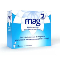 Mag 2  - 20 Bustine Granulato – Magnesio Pidolato ad Alto Assorbimento per Crampi, Debolezza e Stanchezza Intensa