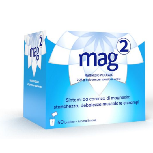 Mag 2 - 40 Bustine Granulato – Magnesio Pidolato ad Alto Assorbimento per Crampi, Debolezza e Stanchezza Intensa