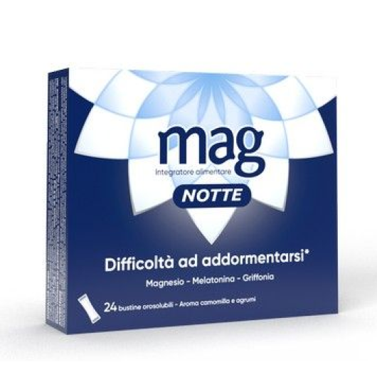 Mag Notte - 24 Bustine orosolubili – Integratore con Magnesio e Melatonina per il Rilassamento Mentale e la Qualità del Sonno