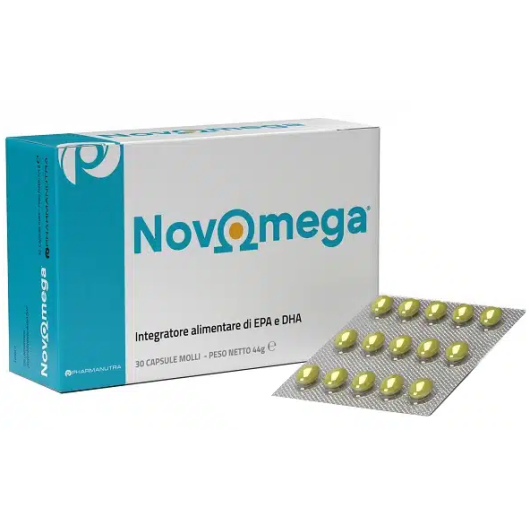 Novomega - Pharmanutra -  30 Capsule – Integratore di Omega-3 ad Elevata Purezza con Olio di Pesce Meg-3™ e Olio Algale life's DHA™: Cuore, Cervello e Vista