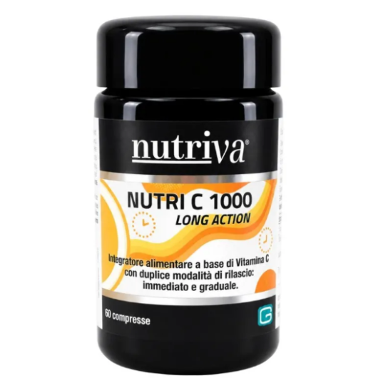 Nutriva Nutri C 1000 Long Action 60 Compresse – Integratore di Vitamina C a Rilascio Graduale e Immediato
