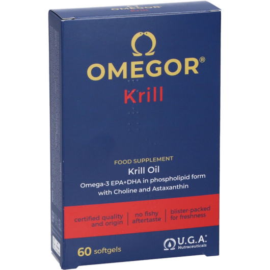 Omegor Krill 60 Capsule Molli – Integratore di Olio di Krill ad Alto Assorbimento con Omega-3  (EPA e DHA), Colina e Astaxantina
