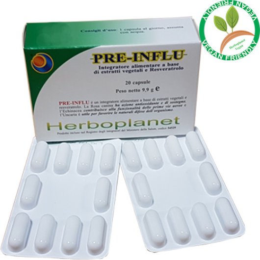 Pre-Influ - Herboplanet - 20 capsule - Integratore alimentare che sostiene il sistema immunitario