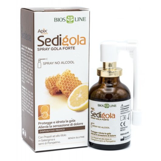 Apix Sedigola Forte - Bios Line - 30 ml - Spray per la gola che aiuta a prevenire e alleviare le infiammazioni della gola