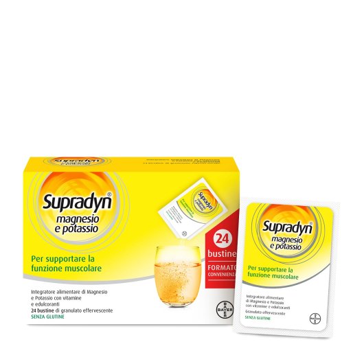 Supradyn Magnesio e Potassio - Bayer - 24 bustine di granulato effervescente - Integratore alimentare di Magnesio, Potassio, Vitamina C e Vitamine del gruppo B