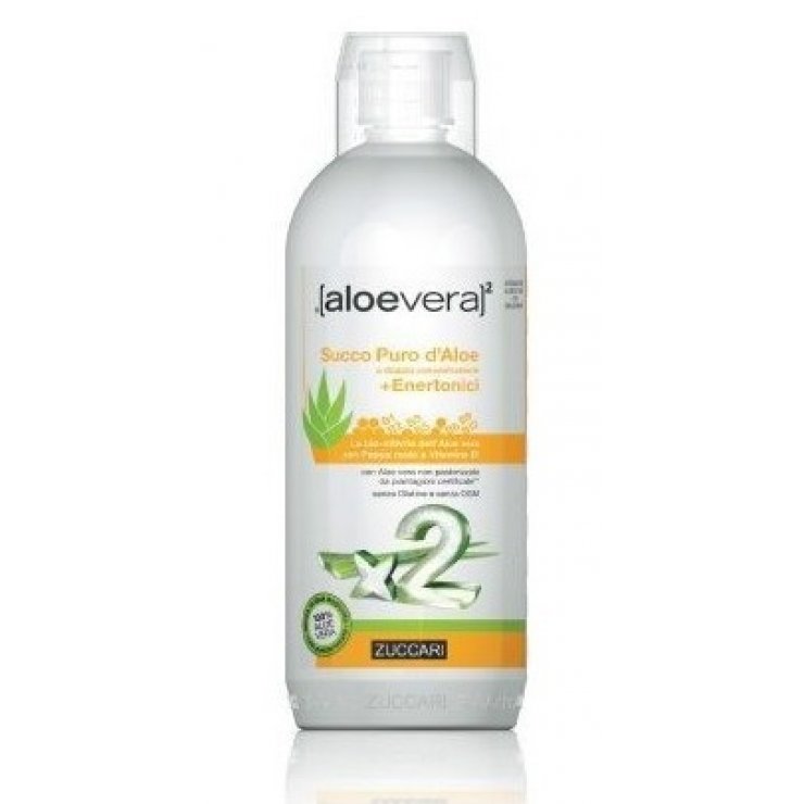 Succo Puro d’Aloe + Enertonici - Zuccari - Bottiglia da 1 L - Succo di aloe vera che supporta l'organismo contro stanchezza e affaticamento
