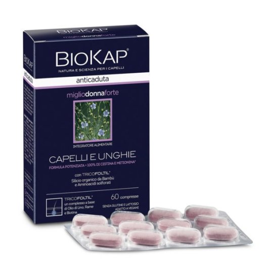 BioKap Anticaduta Miglio Donna Forte - Bios Line - 60 compresse - Integratore alimentare che aiuta a contrastare la caduta dei capelli