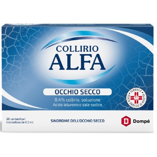 Collirio Alfa - OCCHIO SECCO - Dompé - 20 flaconcino - Collirio ad azione lubrificante e umettante dell'occhio con insufficienza lacrimale 