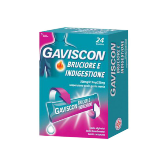 Gaviscon Bruciore e Indigestione Sospensione Orale Gusto Menta 24 Bustine