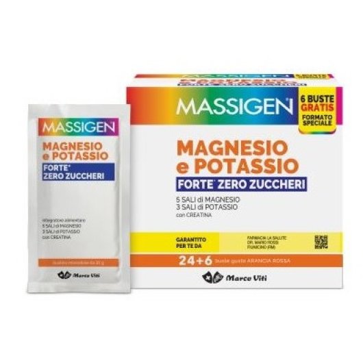 Massigen Magnesio Potassio Forte Zero Zuccheri 24+6 Bustine