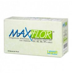 Maxiflor - Laboratori Legren -  10 Flaconcini da 10ml - Integratore alimentare per disturbi intestinali_Scad 11/2024