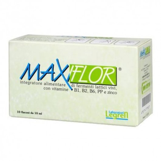 Maxiflor - Laboratori Legren -  10 Flaconcini da 10ml - Integratore alimentare per disturbi intestinali_Scad 11/2024