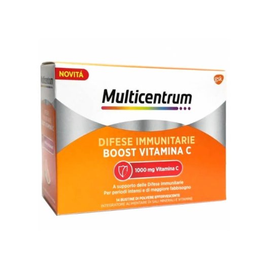 Multicentrum - Boost Difese immunitarie Vitamina C - 14 Bustine - Integratore alimentare per il sistema immunitario