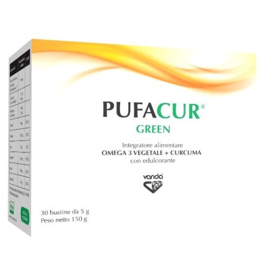 Pufacur Green - Vanda Omeopatici - 30 bustine - Integratore alimentare a base di OMEGA 3 vegetale + curcuma