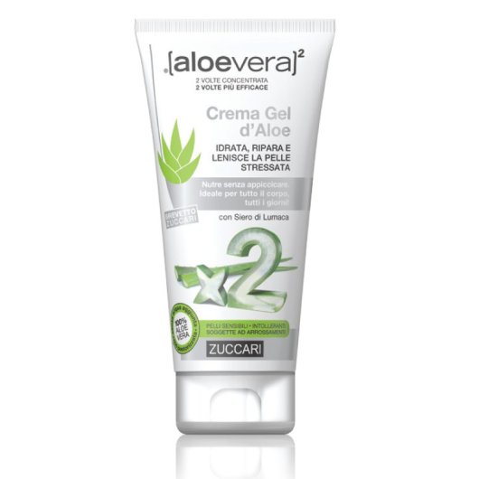 Crema Gel d’Aloe - Zuccari - Tubo da 150 ml - Crema viso e corpo composta al 96% da Aloe Vera e arricchita da Siero di Lumaca