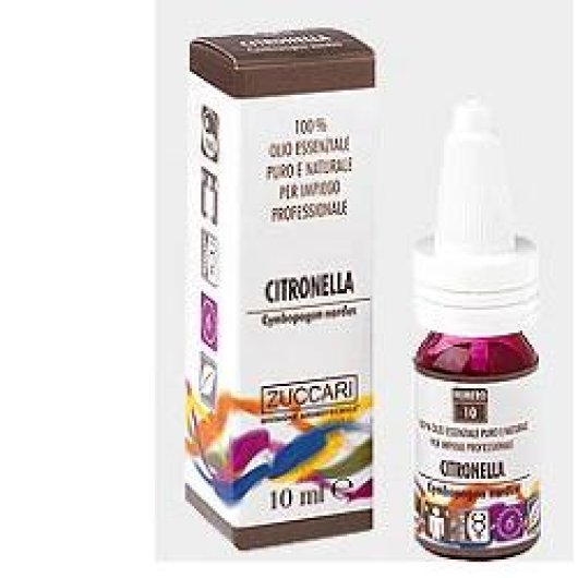 Citronella - Olio essenziale - Zuccari - Flacone da 10 ml - Olio essenziale alla citronella che agisce su tutto il sistema nervoso