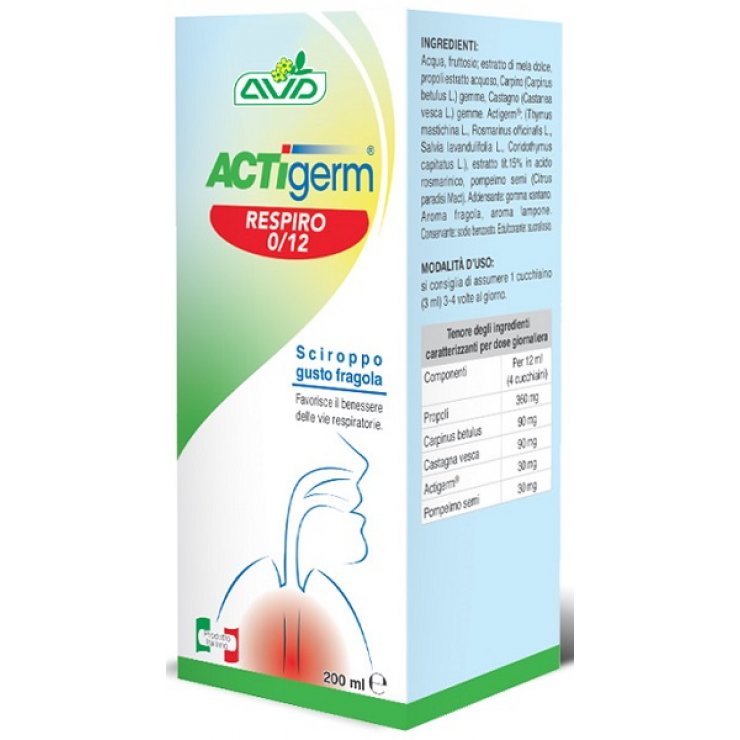 Actigerm Respiro 0-12 - Avd Reform - Flacone da 200ml - Sciroppo per il benessere delle vie respiratorie