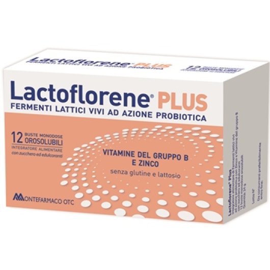 Lactoflorene Plus - Montefarmaco - 12 bustine monodose -Integratore alimentare di Fermenti lattici vivi