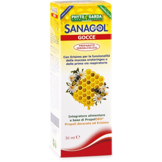 Sanagol - Gocce Propoli - Named - Flacone da 30 ml - Integratore alimentare che favorisce il benessere delle prime vie respiratorie, della mucosa orofaringea e il tono della voce 