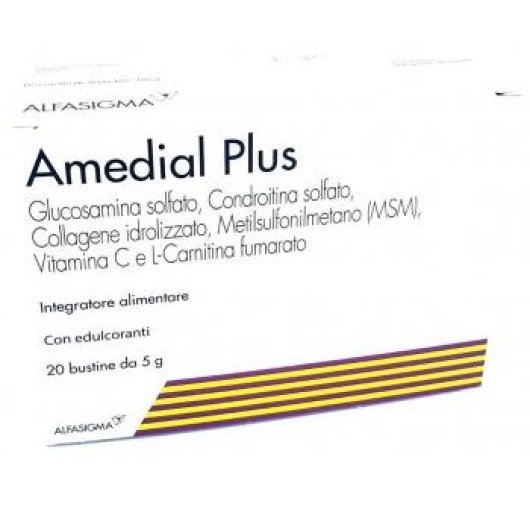 Amedial Plus - Alfasigma - 20 bustine - Integratore alimentare a base di collagene per la salute di ossa e cartilagini