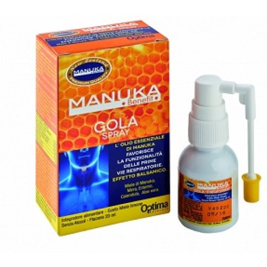 MANUKA BENEFIT - Gola Spray - Optima Naturals - Flacone da 20 ml - Spray ad azione lenitiva che calma l'irritazione della gola